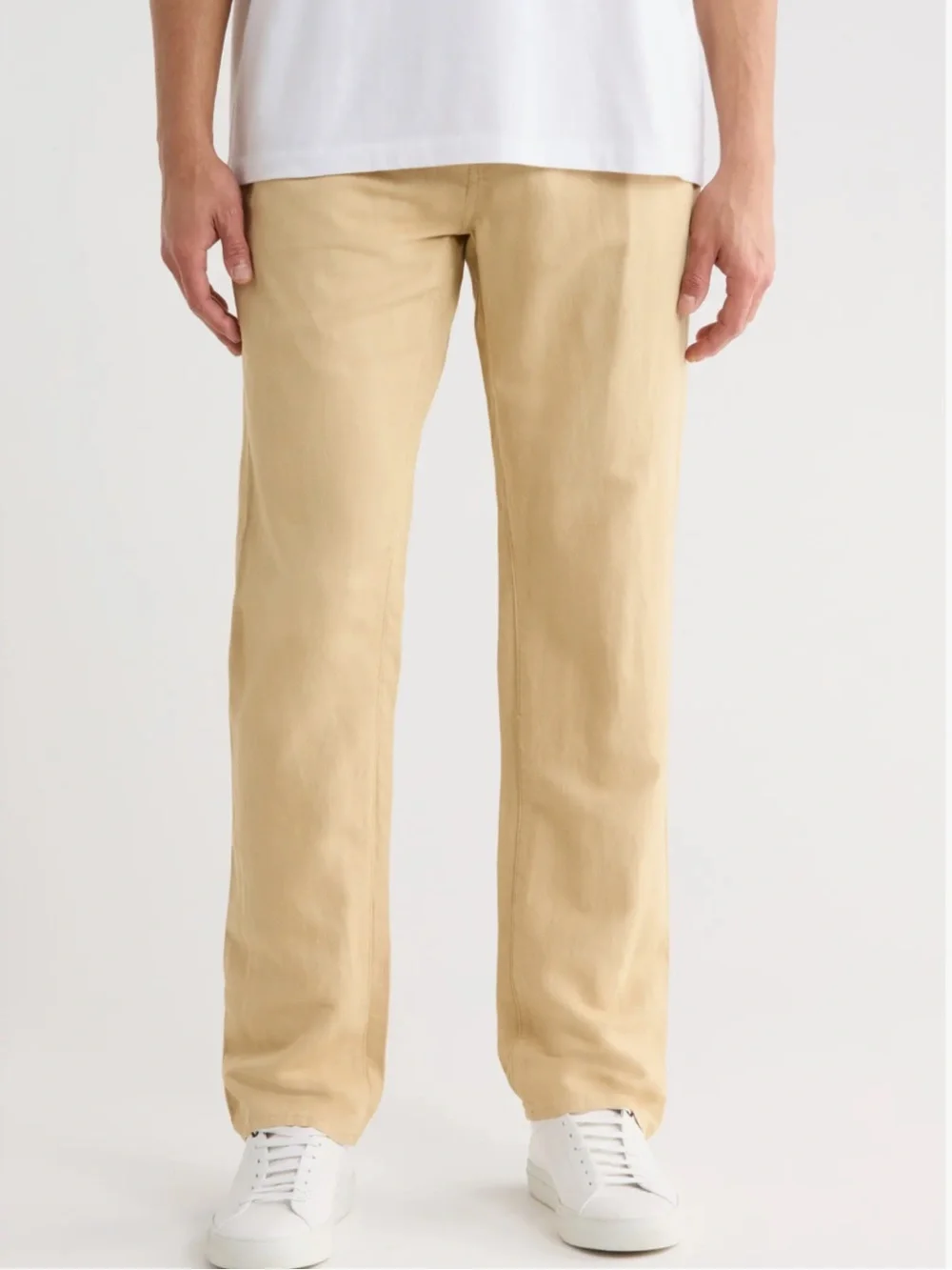 NWT AG Adriano Goldschmied Everett slim straight linen tan pants